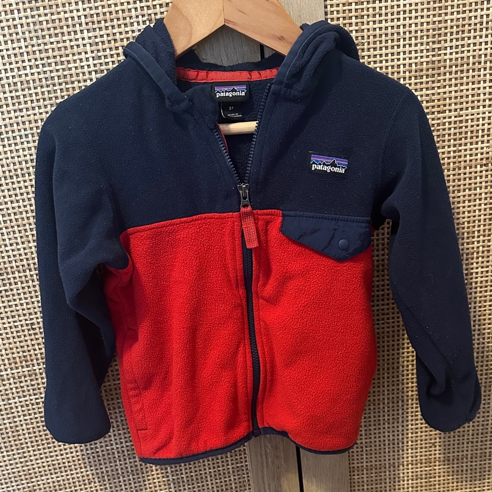 Patagonia Kids' Hoodie in Navy and Red